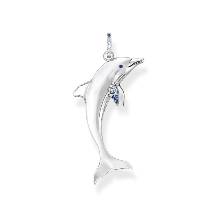 PE932 644 1 a2 Thomas Sabo - Oceanvibes - Anheng i sølv med blå steiner og hvite zirkoner - Delfin