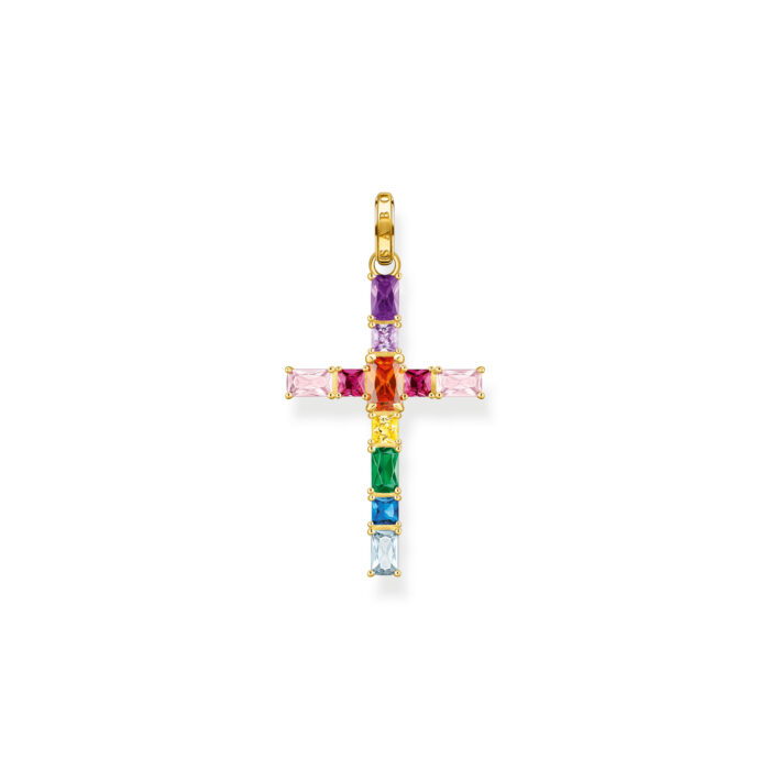 PE939 996 7 Thomas Sabo - Anheng kors med fargede steiner - Rainbow Heritage