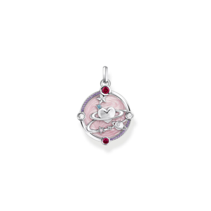 PE959 340 9 Thomas Sabo - Anheng i sølv med rosa klad emalje og steiner - Cosmic Amulet