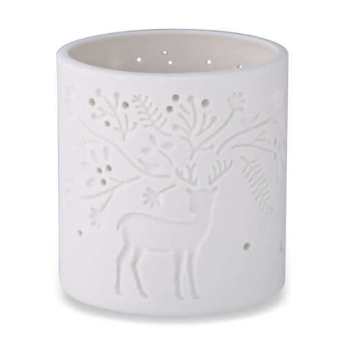 Julepynt "Reinsdyr" Telysholder i hvit porselen