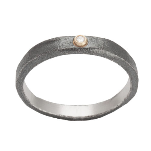 Heiring - Ring - Oksidert Sølv Med Diamant
