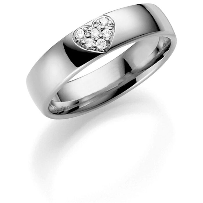 SE140HV50 Hvitt gull ring - 5 mm bredde m/ 6x 0,01 ct H-Si diamanter.