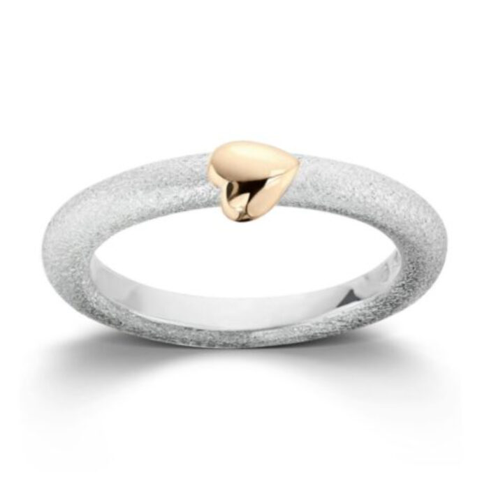 SGH1 074 475x475 kopi Van Bergen - Silver Heart ring i sølv m/gullhjerte - 3 mm bredde