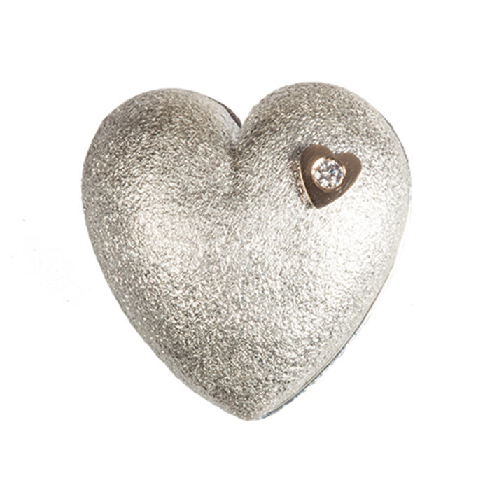SGH7 101 stor Van Bergen- Silver Heart-Smykkelås i  sølv og hjerte i gult gull med diamant 0,03 ct TW/SI