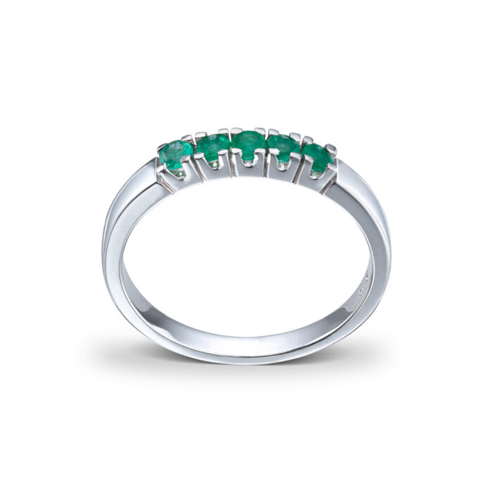 Smaragd 5x005 1 Diamonds by Frisenberg - Alliansering i hvitt gull med smaragder - 5x0,05ct