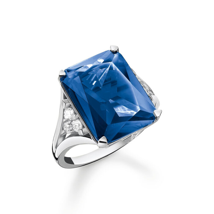 Thomas Sabo - Ring i sølv med safirblå sten og hvite zirkonia - Blue Sapphire Heritage