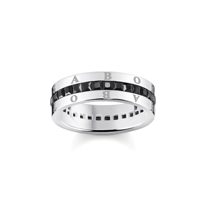 Thomas Sabo - Ring i sølv med sorte zirkoner, pavè - Black Heritage