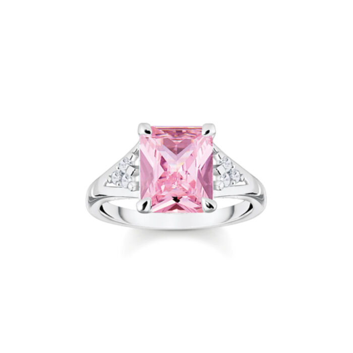 Thomas Sabo - Ring i sølv, liten rosa stein- Pink Heritage