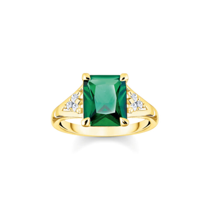 TR2362 971 6 Thomas Sabo - Ring i sølv, liten grønn stein - Green Heritage Thomas Sabo - Ring i sølv, liten grønn stein - Green Heritage
