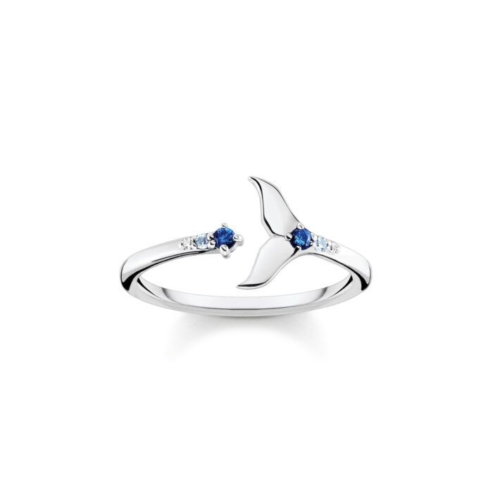 TR2386 644 1 Thomas Sabo – Oceanvibes - Ring i sølv formet som en halefinne med fargede stener Thomas Sabo – Oceanvibes - Ring i sølv formet som en halefinne med fargede stener