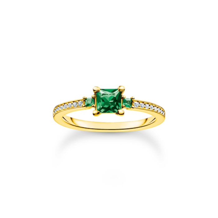 TR2402 971 6 Thomas Sabo - Ring i forgylt sølv med grønn sten - Green Heritage