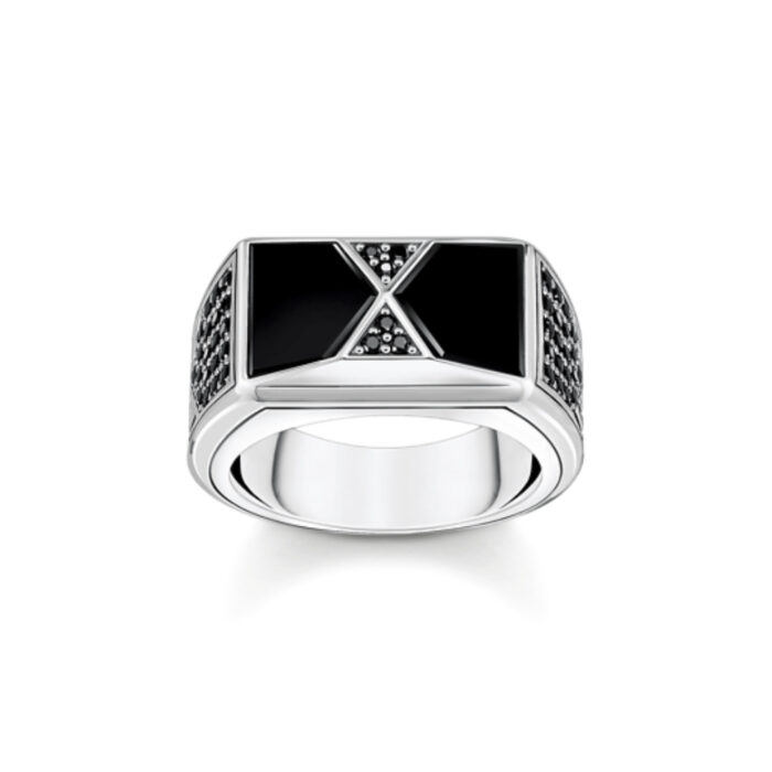 Thomas Sabo - Ring i sølv med sort onyx, timeglass - Rebel