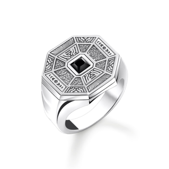 Thomas Sabo - Ring i sølv med sort onyx, åttekant - Rebel