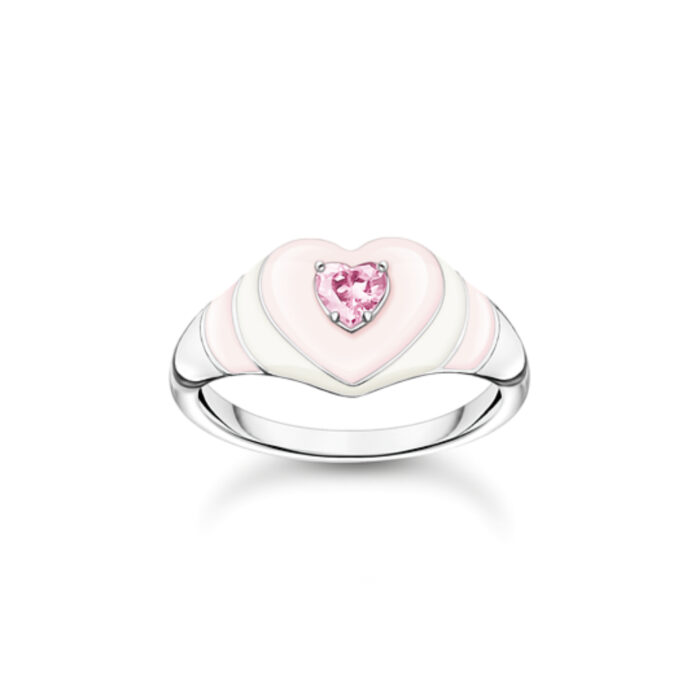 TR2435 041 9 Thomas Sabo - Ring i sølv med hvit og rosa hjerte - Charming Pop Thomas Sabo - Ring i sølv med hvit og rosa hjerte - Charming Pop