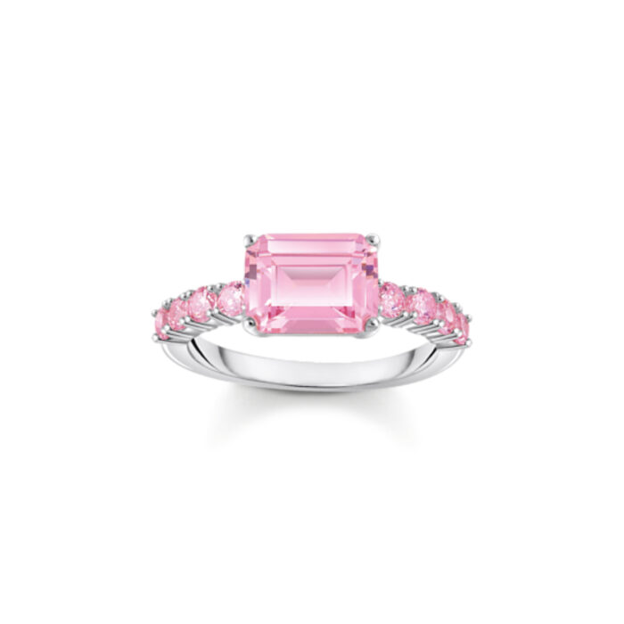 Thomas Sabo - Ring i sølv, liten rosa stein - Pink Heritage