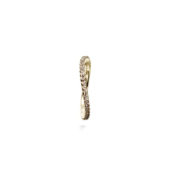 OLE LYNGGAARD COPENHAGEN - Love Band Curved ring i gult gull og 0,40 ct brune diamanter