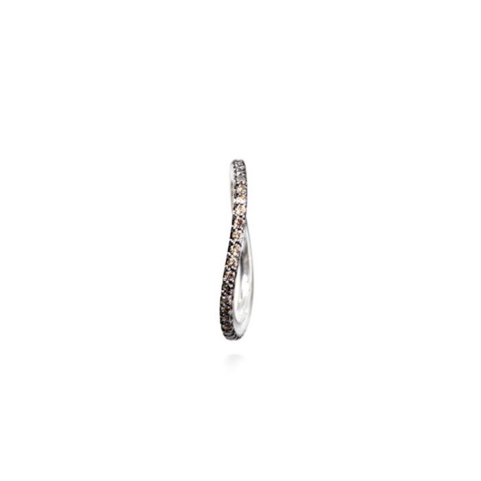 OLE LYNGGAARD COPENHAGEN - Love Band Curved ring i hvitt gull og 0,40 ct brune diamanter