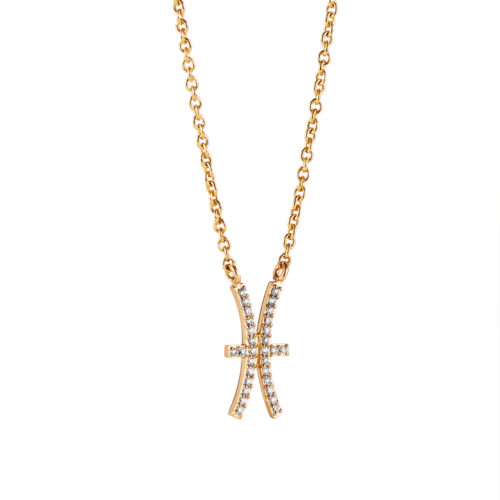 Efva Attling - Double & Trouble & Stars necklace - Halssmykke i gult gull med diamanter