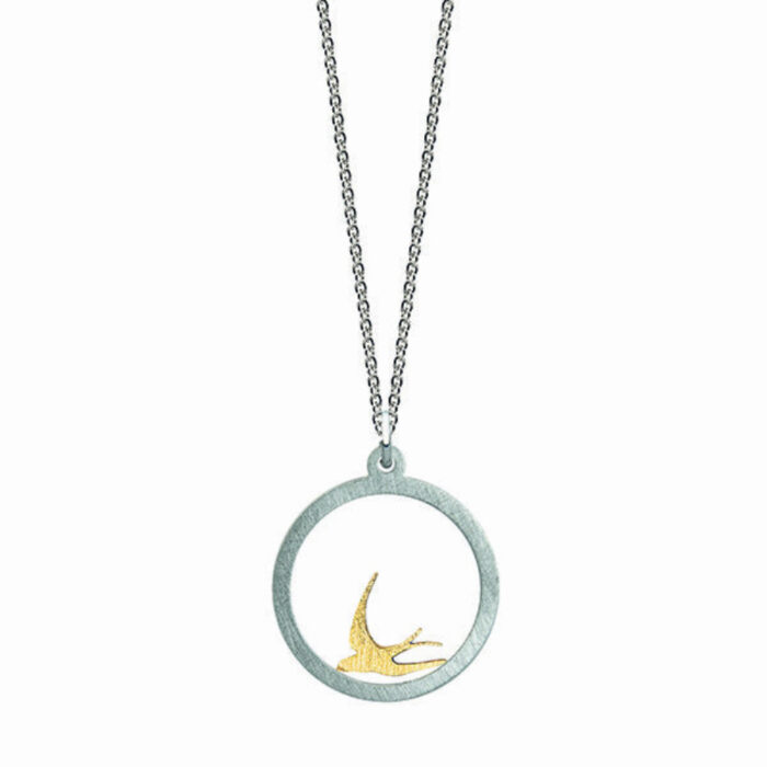 freedom Noën - Intention halssmykke i sølv med symbol i 14k gult gull - Freedom