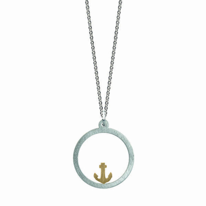 harbor Noën - Intention halssmykke i sølv med symbol i 14k gult gull - Harbor