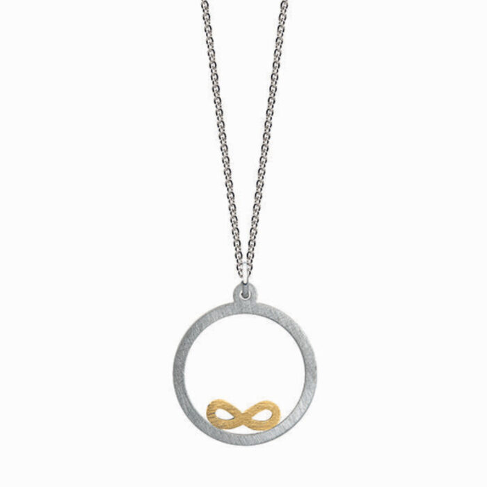 infinity Noën - Intention halssmykke i sølv med symbol i 14k gult gull - Infinity