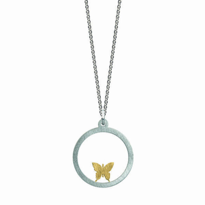 joy Noën - Intention halssmykke i sølv med symbol i 14k gult gull - Joy