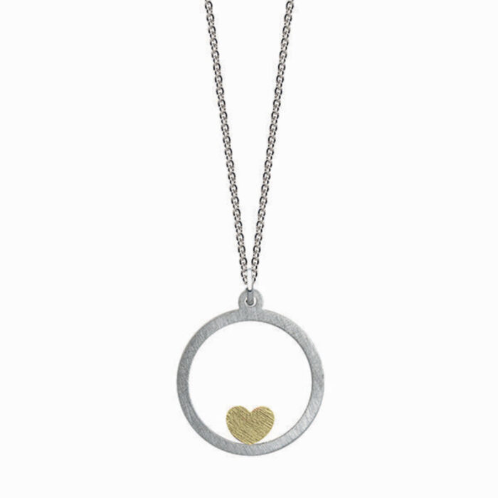 love Noën - Intention halssmykke i sølv med symbol i 14k gult gull gull - Love