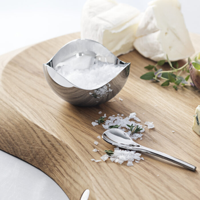 Georg Jensen -Bloom Salt Cellar & Spoon - Steainless Steel Mirror