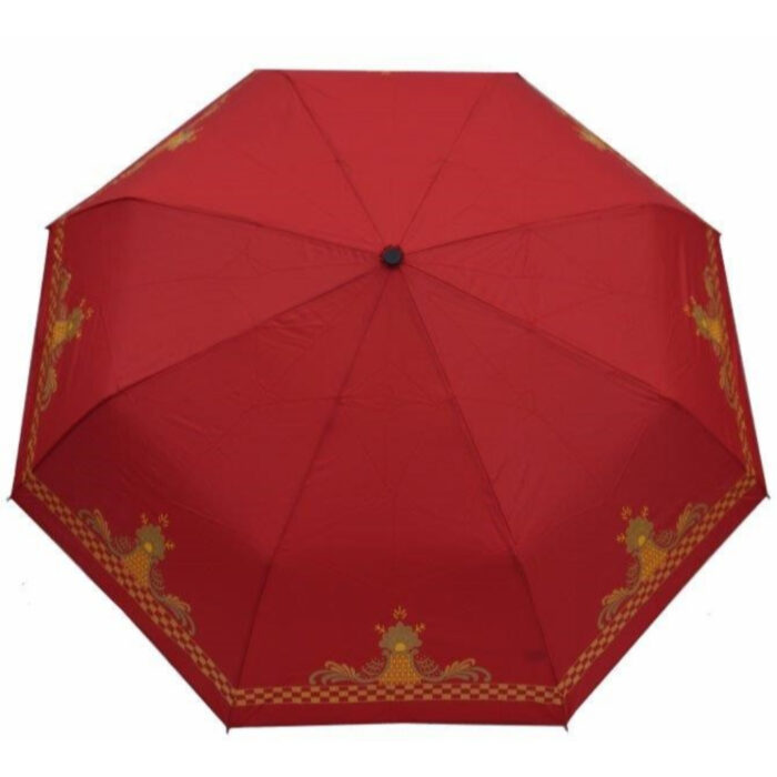 rød Bunadsparaply Romerike rød - Solid paraply av meget god kvalitet med håndsilketrykk