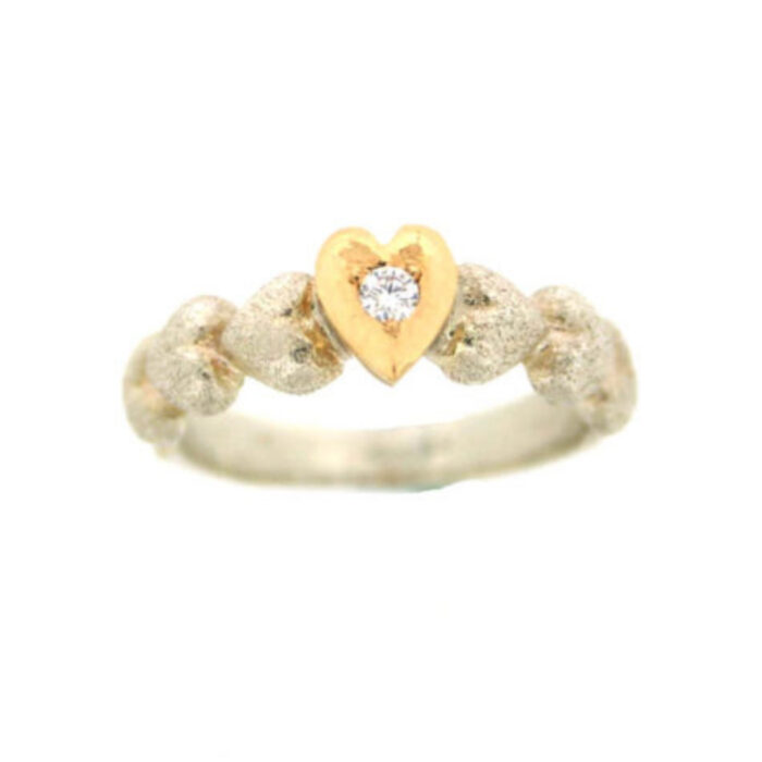sgh1068 Van Bergen - Silver Heart - Ring i sølv med gulldetaljer og 0,05 ct diamant