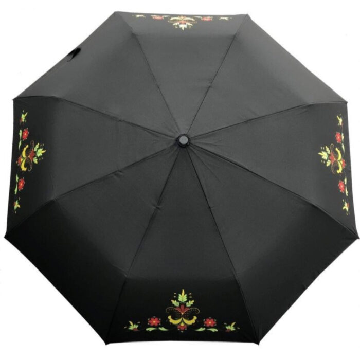 svart Bunadsparaply Trysil - Solid paraply av meget god kvalitet med håndsilketrykk